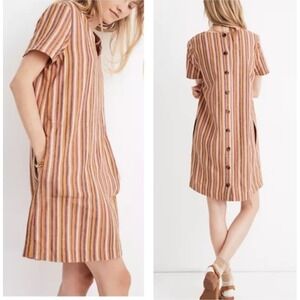 Madewell Striped Mini Dress in Brown and Pink